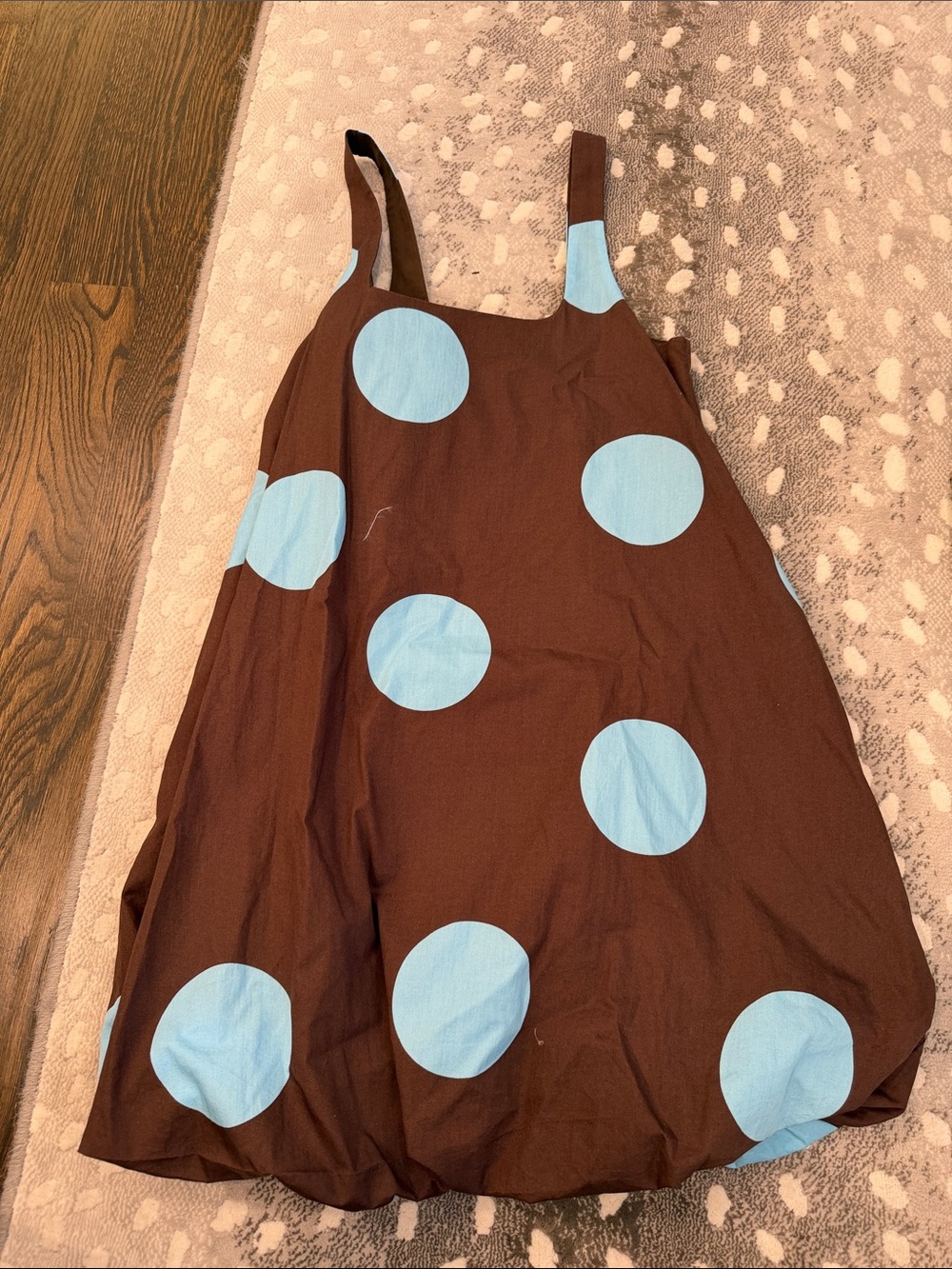 Maeve Brown Mini Dress with Light Blue Polka Dots